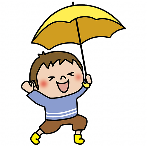 傘をさしてはしゃぐ子供（男の子1）