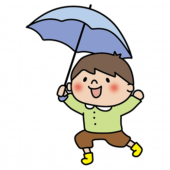 傘をさしてはしゃぐ子供（男の子2）