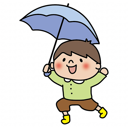 傘をさしてはしゃぐ子供（男の子2）