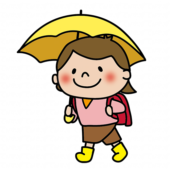 傘をさして通学する子供（女の子1）