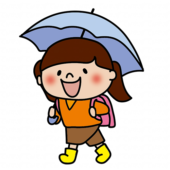 傘をさして通学する子供（女の子2）