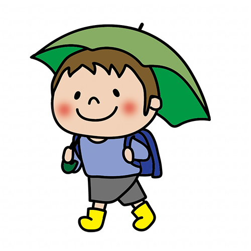 傘をさして通学する子供（男の子1）