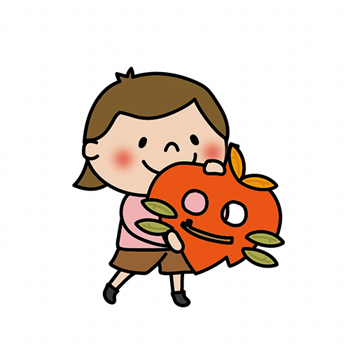 落ち葉のお面を持つ子供（女の子1）