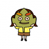 落ち葉のお面をかぶる子供（女の子2）