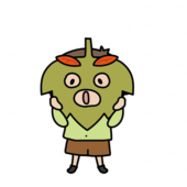 落ち葉のお面をかぶる子供（男の子2）