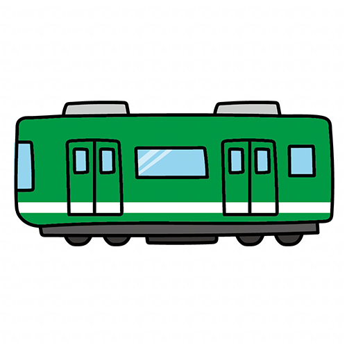 緑の電車の先頭車両
