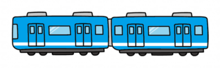 連結している青い電車