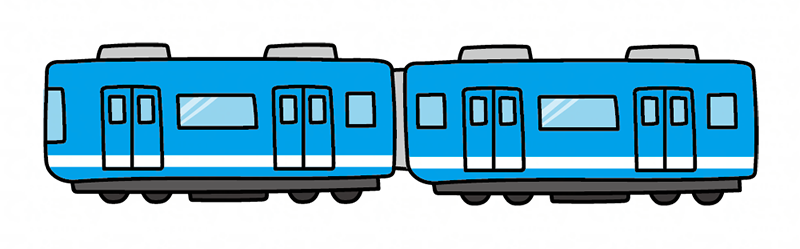 連結している青い電車