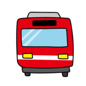 正面から見た赤い電車