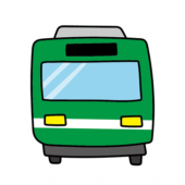 正面から見た緑の電車