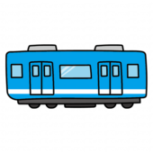 青い電車の中間車両