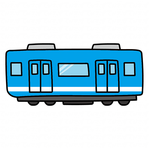青い電車の中間車両