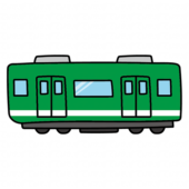緑の電車の中間車両