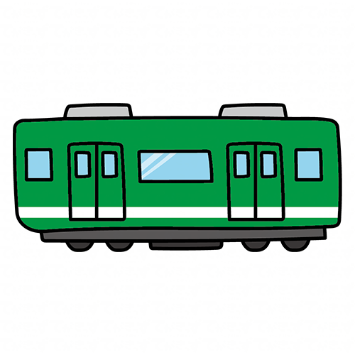 緑の電車の中間車両