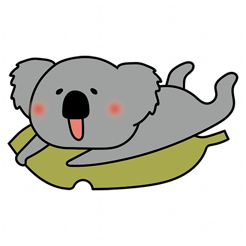 大きな落ち葉に乗るコアラ