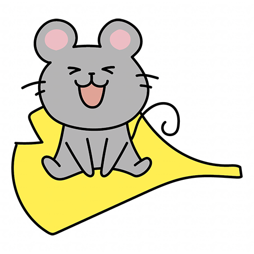 大きな落ち葉に乗るネズミ